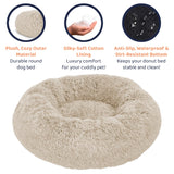 Donut Dog Bed - Premium Comfort for Anxiety Relief - Fluffy & Calming Design with Ultra-Plush Support | Cozy Round Dog Bed with Super Soft Circle Style (Beige, Medium)