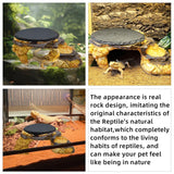 JWIZYOTR Bearded Dragon Basking Platform, Turtle Basking Platform Decorative Reptile Hideout with Rock Slate Plate in Terrarium for Lizard, Leopard, Crested Gecko(Large-Yellow)