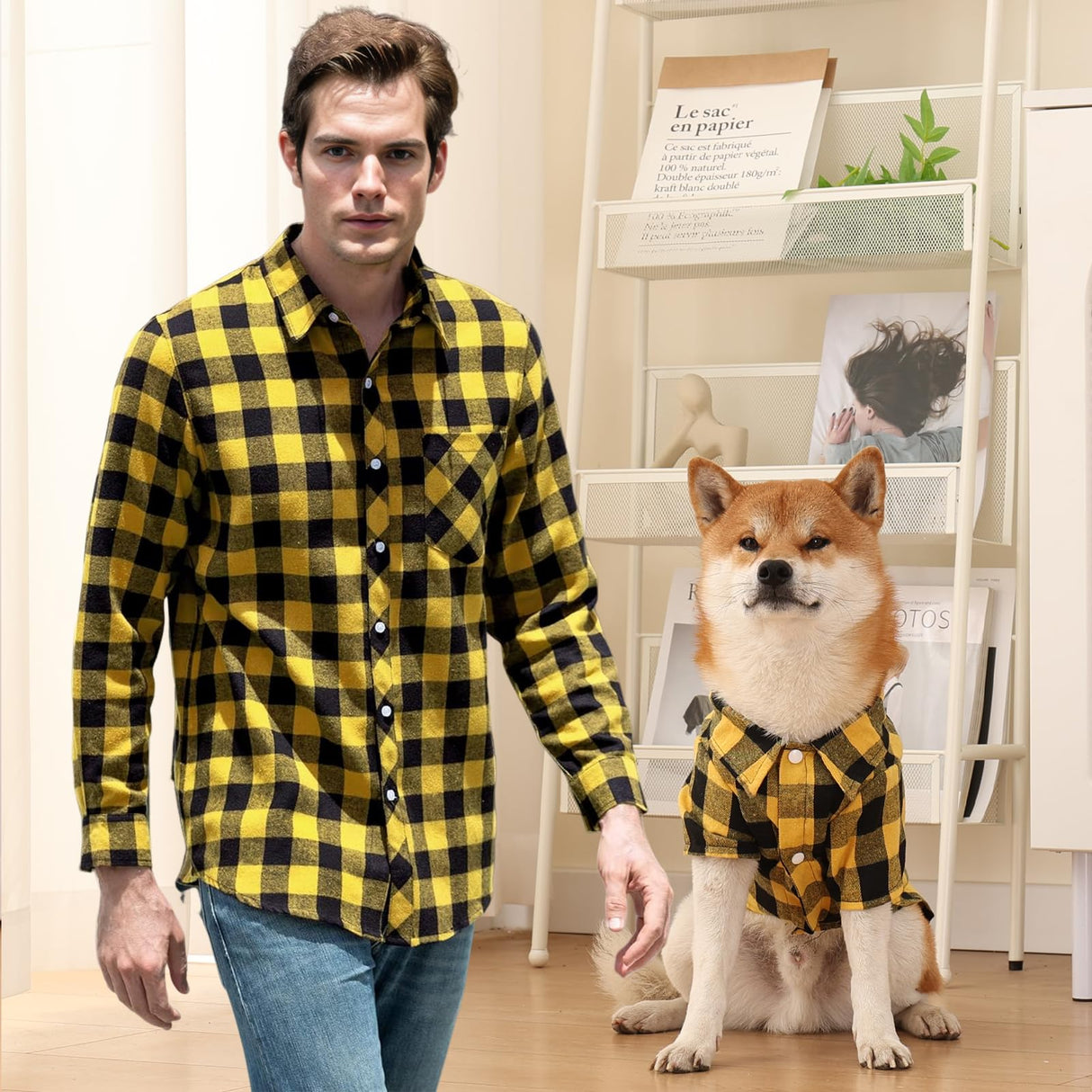 Harbyel Dog Shirts Plaid Dog Shirt Dog Clothes for Small Medium Large Dogs Owner and Pet Shirts are Sold Separately