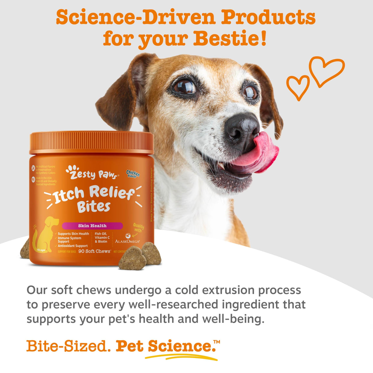 Zesty Paws Itch Relief for Dogs - Chews for Itching Skin & Coat - Omega-3 Fish Oil with EPA & DHA - Dog Allergy Relief Chews Supplement - Vitamin C & E Antioxidant Support - Chicken Flavor - 90 Count
