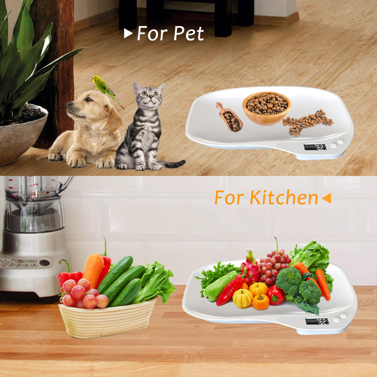 HMRCYTE Small Animal Digital Scale, Pet Scale with LCD Display, Puppy Scale, Electronic Kitchen Food Scale, (Max 33lbs),14 x 10 inches, for Weighing Kitten, Puppies, Hamster, Newborn Pets (White)