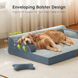 CWAWZ XL Orthopedic Dog Bed, Extra Large Dog Bed, Dual-Sided Pet Cooling Beds with Memory Foam Washable Cover Nonslip Bottom, Waterproof XLarge Pet Couch Beds with Bolsters, Dark Grey