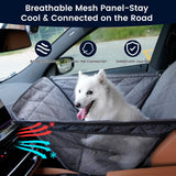 Dekeyoo Front Seat Dog Car Seat for Small/Medium Dogs with Door Protection – Full Coverage Pet Booster Seat with Mesh Window, Zippered Side Flaps, Safety Buckle, Grey Linen Fabric