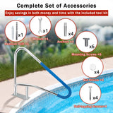 GarveeLife Pool Handrail, 55"x32" Pool Railings for Inground Pools, Swimming Pool Safety Handrails 375lbs Load Capacity, 304 Stainless Steel Pool Stair Rail with Grip Cover, Quick Mount Base Plate