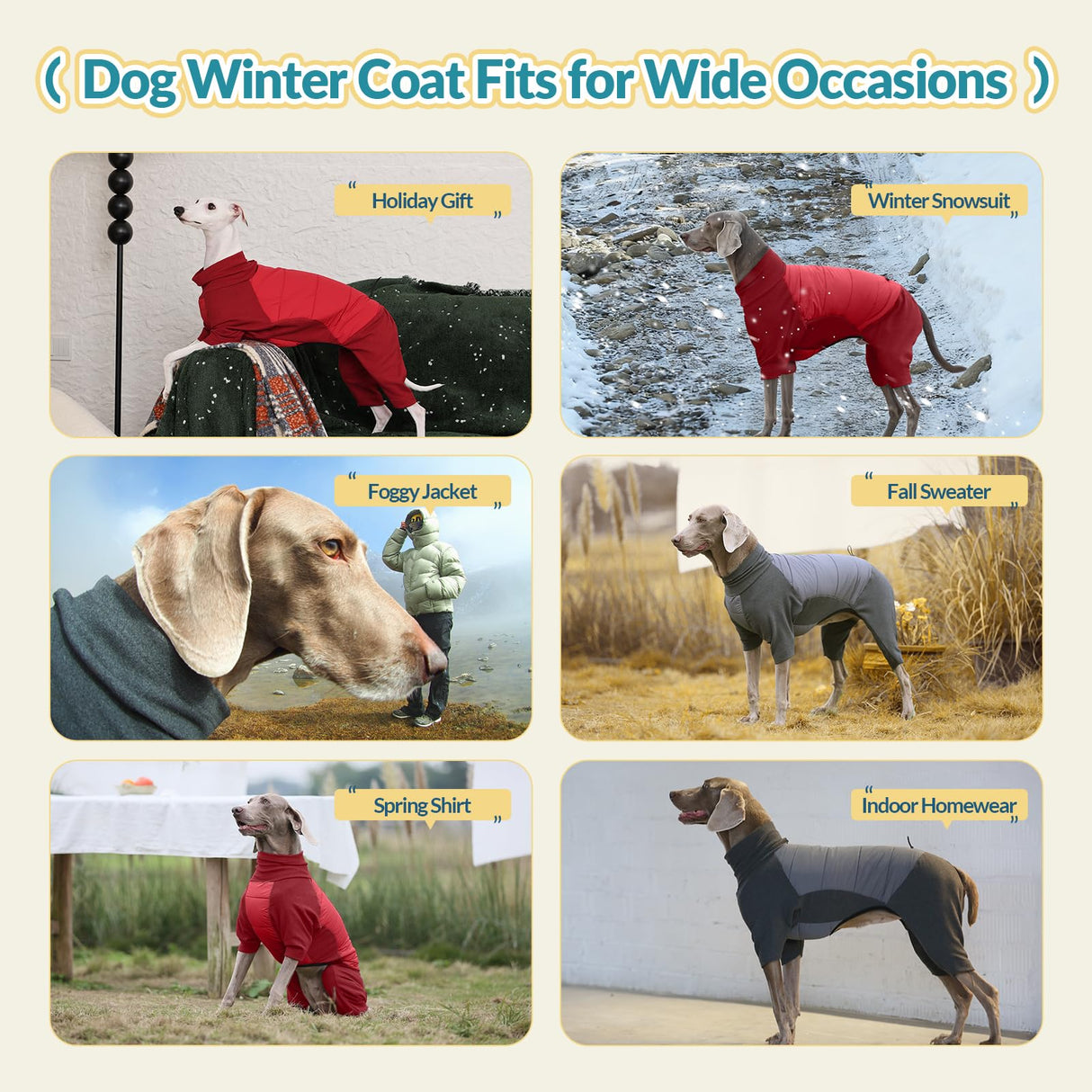 ROZKITCH Waterproof XL Dog Jacket for Winter, Dog Pajamas for Large Dogs, Pullover Fullbody Clothes Jumpsuit, Fleece Cold Weather Coats, Four-Legged Snowsuit with Leash Hole Red XL