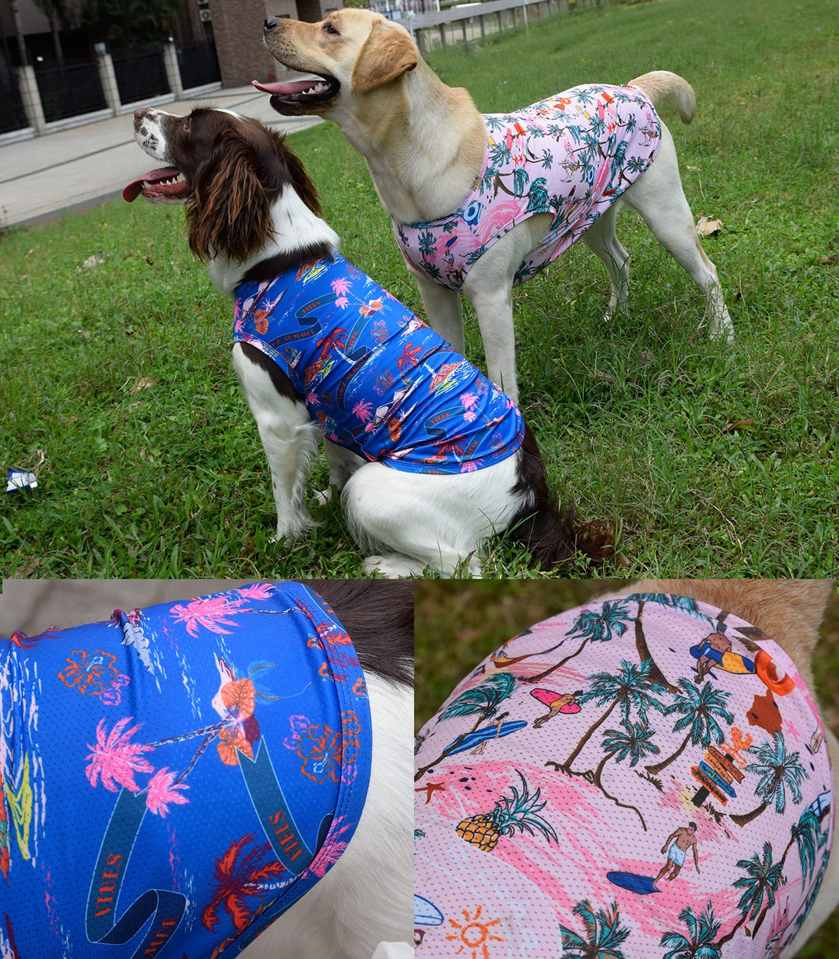Uadonile Dog Cooling Shirts, Medium Dog ShirtsDog Clothes for Boy Girl Dogs, Dogs Cooling T-Shirts for Pug, Pitbulls, Dog Summer Shirts Hawaiian, M, 2 Pcs