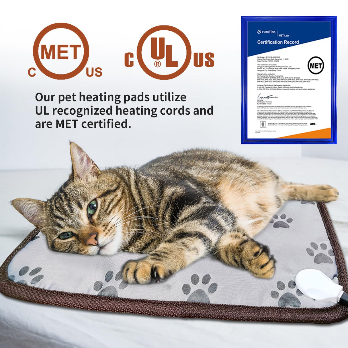 GOLOPET Large Dog Heating Pad 34x21in with Smart Thermostat Switch and Power Line Protection Tube,Obtained MET and UL Dual Certification,Waterproof Pet Heating pad, Suitable for Dogs of All Ages