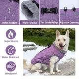 Malier Dog Coat, Reflective Dog Jacket Waterproof Windproof Puppy Cold Weather Coats with Harness Built in, Winter Extra Warm Pet Coat Fleece Vest for Small Large Pets and Puppy (Purple, XXX-Large)