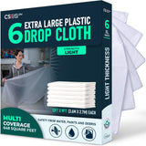 Caelum Star 6 Pack 12x9 ft Extra Large Plastic Drop Cloth for Painting, Furniture Covers, Painters Plastic Cover, Clear Paint Tarp, Floor Protector, Disposable Paint Drop Cloth, 55% Recycled