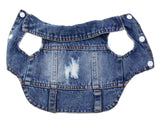 Puppy Denim Dog Jeans Jacket for Small Medium Dogs & Cats - Vintage Washed Lapel Vests with Scratch-Resistant Design