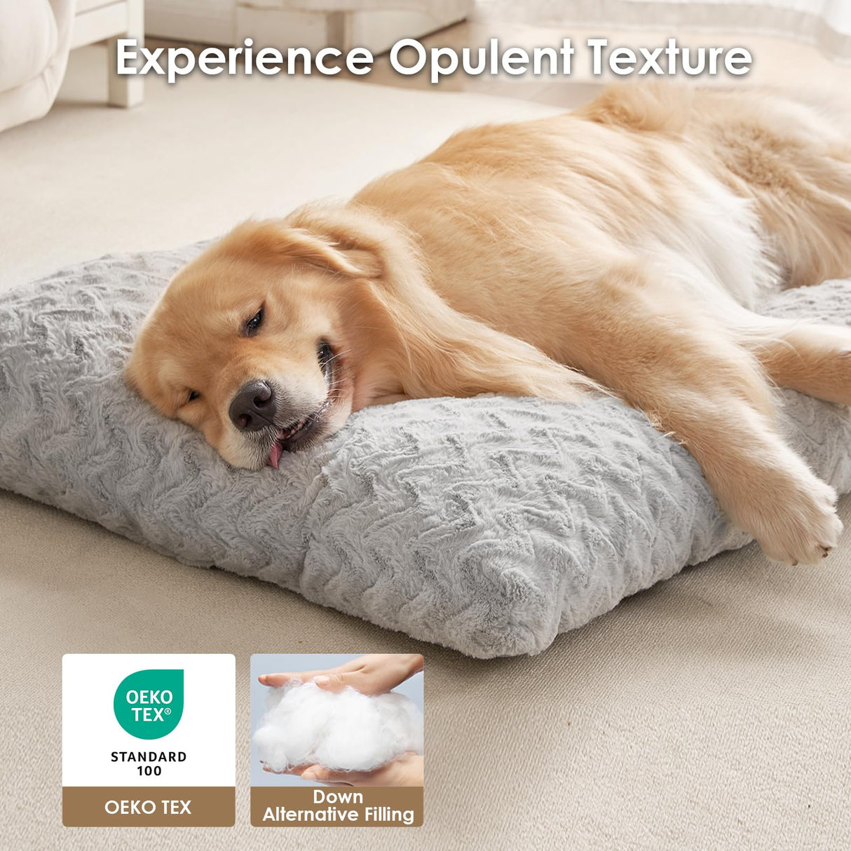 EHEYCIGA Washable XL Dog Bed for Crate 41x27 Inch, Reversible Kennel Pad for Extra Large Dogs Weight Up to 75 lbs, Plush and Comfy Pet Sleeping Mat, Grey