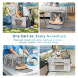 Petsfit Travel Pet Carrier for Large Cats (up to 20 lbs), Soft-Sided Dog Car Travel Carrier with Patented Buckle and Soft Padding, Ideal for Car Road Trips,19X12X12 Inch,Grey