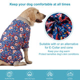 LovinPet Pit Bull Pajamas Large Dogs PJS - Tiger Garden Blue and Pink Print/Lightweight Stretchy Knit Big Dog Pullover Jammies, Large Breed Dog Pajamas, Pet PJ's/XXL