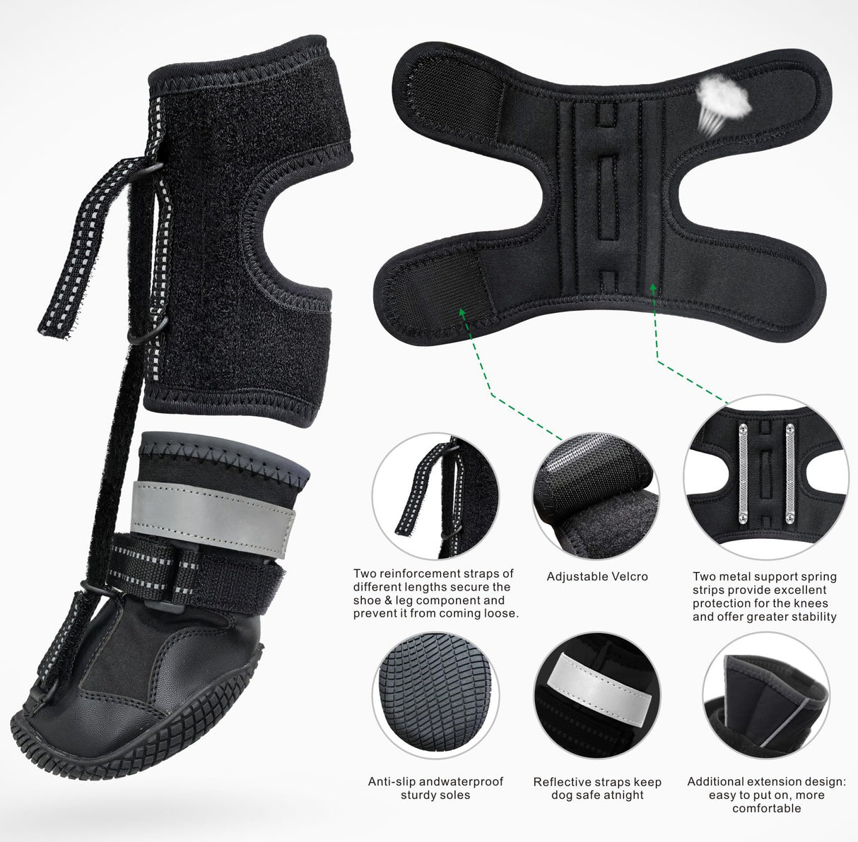 Idepet Dog Drop Foot Brace Strap On (No Knuckling Boot Brace) — Dog Boot Leg Braces for Leg Support, Dog Shoes Lift Toes for Foot Issues, Arthritis, Pet Corrector for Dogs (5)