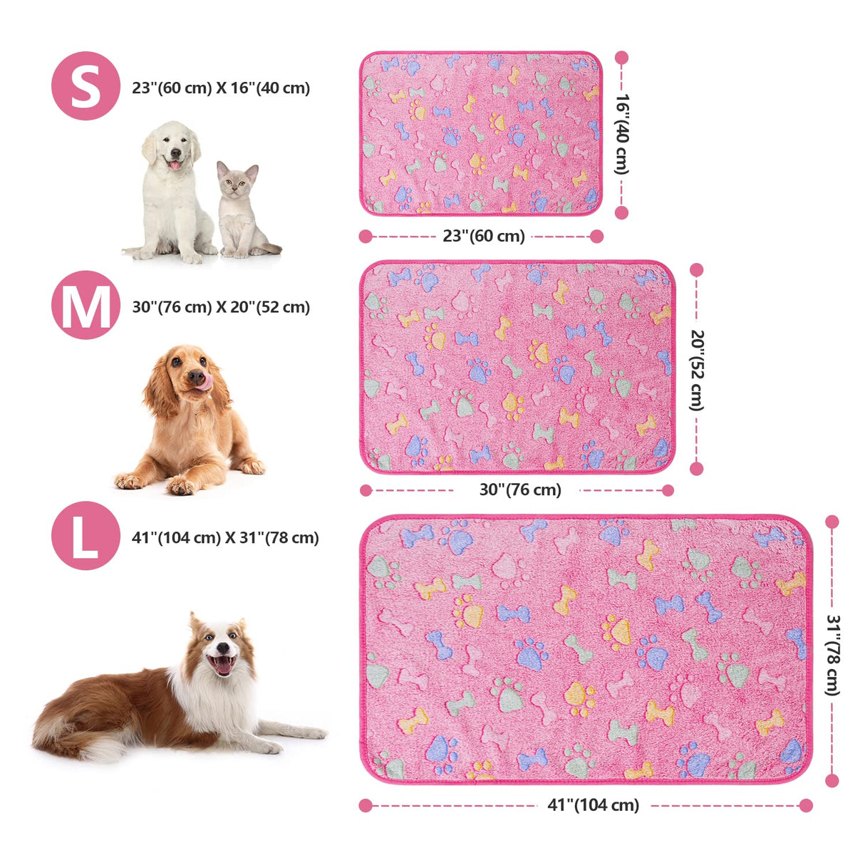 LeapSheep Pet Blankets for Dogs Cats - 3Pack Bone Pattern Super Soft Fluffy Dog Blankets for Small Medium Large Doggy Kitten (Bone, Medium)