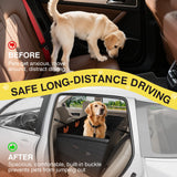 nuzzpawur Medium Dog Car Seat, Hard Bottom Car Seats Cover for Dogs, Waterproof Non-Slip Foldable Back Seat Extender for Small to Medium Size Dog, Backseat Cover for Dogs in Vehicle SUV Truck, Black M