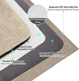 Panku Orthopedic Dog Beds for Median Dogs, Dog Pad for Crate with Durable Washable Waterproof Linen Removable Cover, Cream White