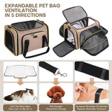 Premium Pet Carrier – Dog & Cat Travel Bag, Airline Approved, Soft-Sided Design for Small to Large Pets, TSA Compliant, Expandable & Collapsible (Brown)