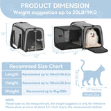 Petsfit 19"X12" X12" Expandable Pet Carrier, Square Expansion Reduces Pet Anxiety, Escape-Proof Self-Locking Zippers, 3 Easy-Access Entrances, for Cats & Small Dogs up to 18 lbs