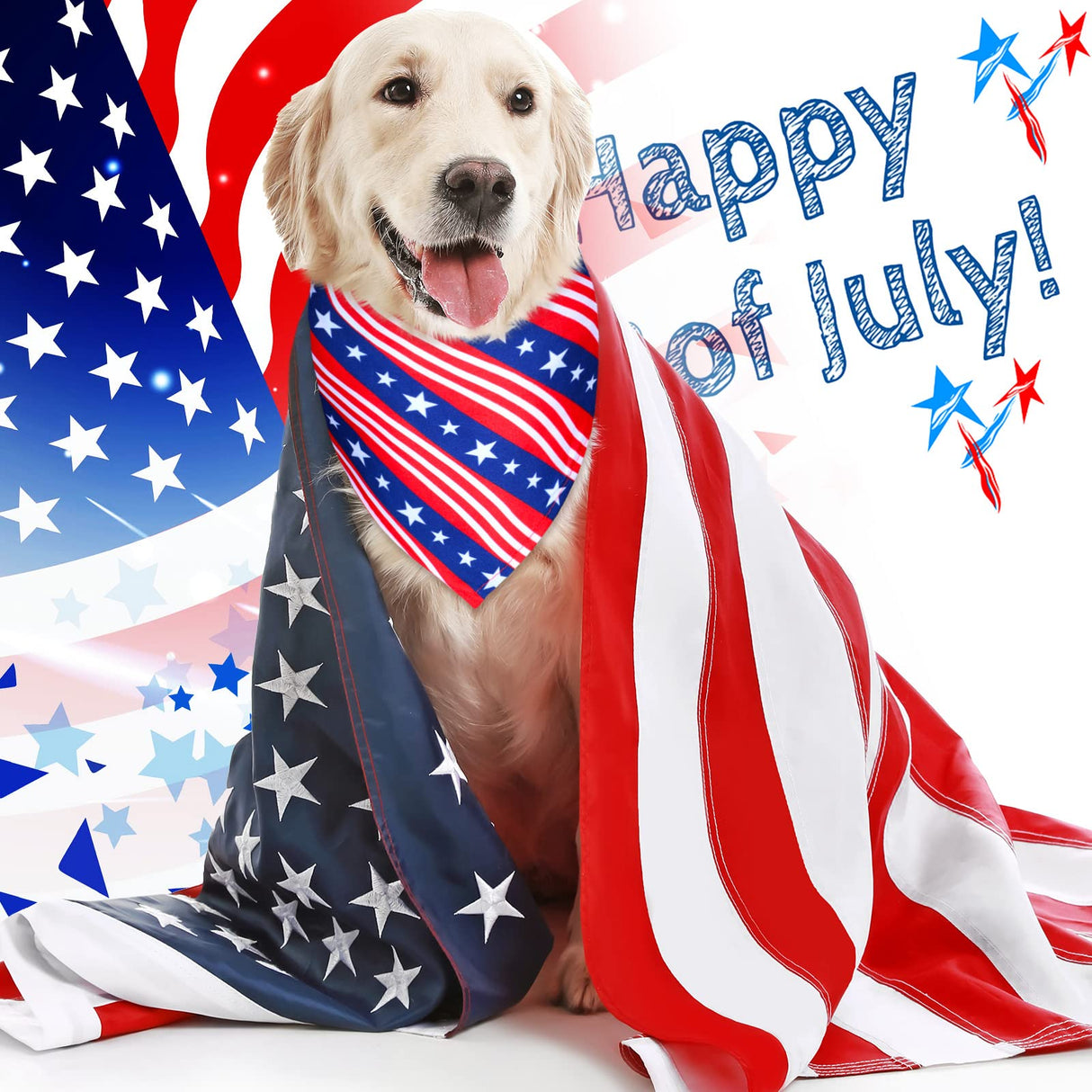 Sadnyy 40 Pcs Veteran Day Dog Bandana Bulk Memorial Patriotic American Flag Star Stripe Adjustable Bandana for Dogs 4th of July Puppy Kerchief National Independence Red White Blue USA Pet Scarf(XL)