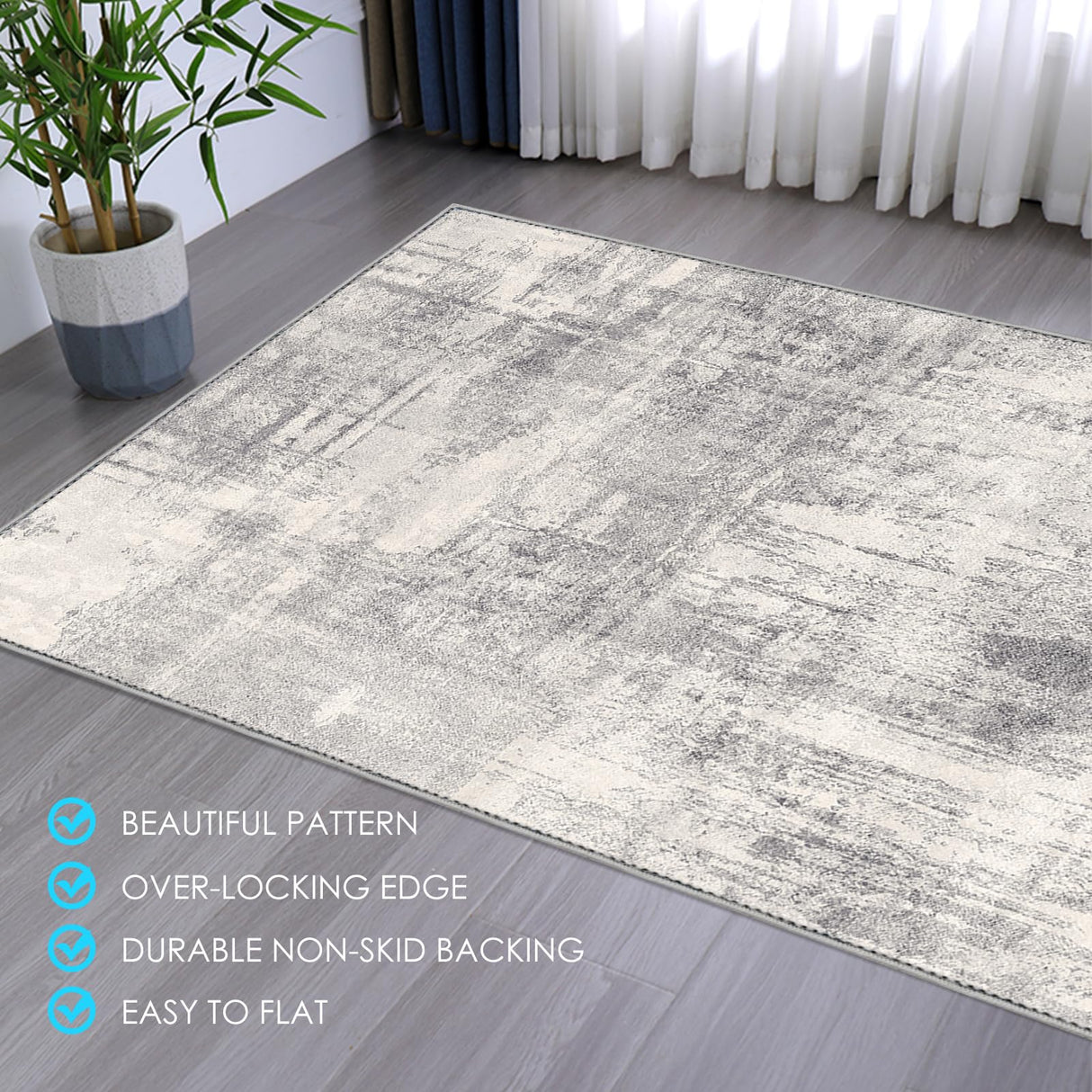 Kuyal Office Chair Mat for Hardwood Floor, 36 x 55 inches Computer Gaming Chair Mats, Low Pile Carpet Desk Chair Mat, Anti-Slip Floor Mats Wood/Tile Protection Mat(36'' x 55'', Modern Gray)