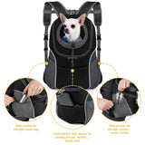 WOYYHO Pet Dog Carrier Backpack Small Dog Front Backpack Ventilated Dog Carrier Back Pack with Storage Pockets, Adjustable Straps & Safety Belt for Travel Hiking Outdoor (Size L: 10-14 lbs, Black)