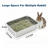 HUQIZOO Stainless Steel Rabbit Litter Box,Bunny Litter Pan with Widened Grid,Toilet Tray,High Back Wall,Deep Waste Storage (Medium)