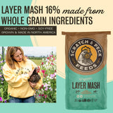 Scratch and Peck Feeds Whole Grain Layer Mash Chicken and Duck Feed - Corn-Free and Soy-Free - 16% Protein, Certified Organic and Non-GMO Project Verified Chicken Food - 50 lbs Bag