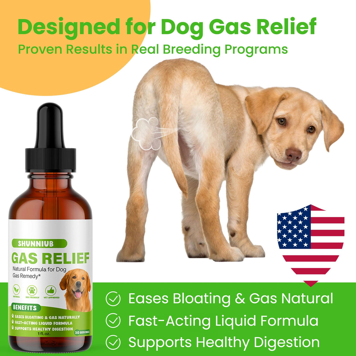 Dog Fart Remedy, Dog Gas Relief Drops to Help with Bloating and Occasional Gas, Gentle Digestive Support, Natural Formula – 1 fl oz