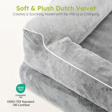 CWAWZ Dog Beds for Large Dogs, Orthopedic Pet Bed with Cooling Gel Memory Foam, Waterproof Large Dog Beds with Removable Washable Cover, 36" Pet Sofa Dutch Velvet with Blanket Bone Toy, Light Gray