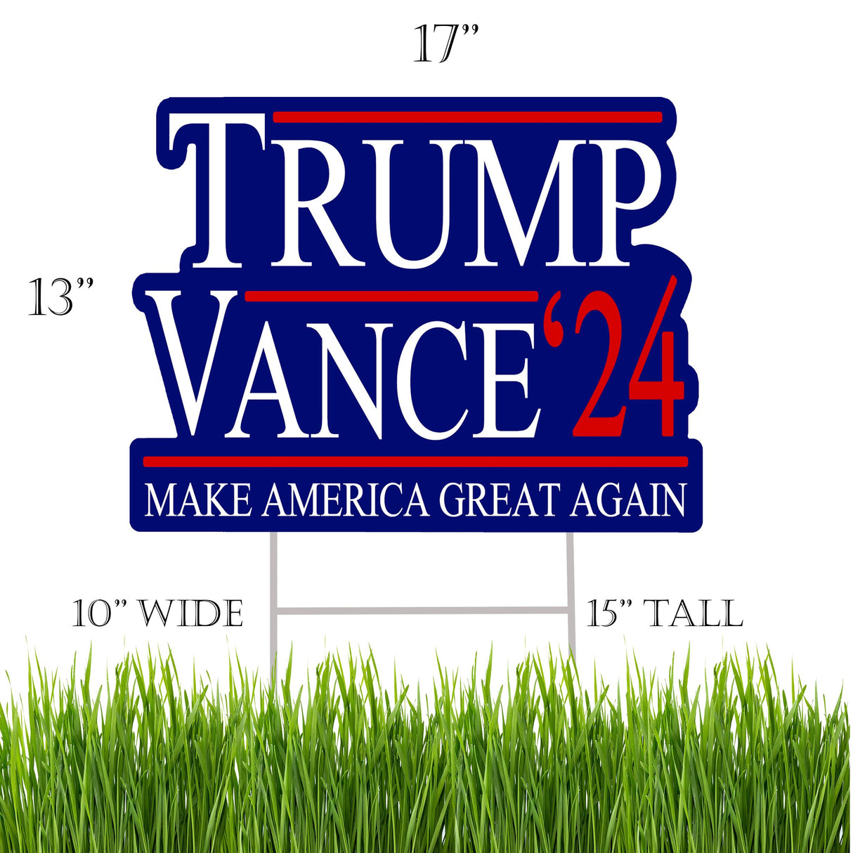 Trump JD Vance 2024 Yard Sign With H Stake For President Donald Trump Republican Conservative Blue Diecut