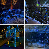 Blue 2-Pack 100 LED 64FT Crystal Globe Solar Christmas Lights, Outdoor Waterproof Solar String Lights with 8 Lighting Modes, Solar Outdoor Decorations for Tree Garden Patio Party Wedding Christmas