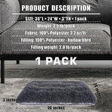 Machine Washable Dog Bed, Deluxe Plush Dog Crate Pad and Cat Bed, Anti-Slip Bottom Kennel Pad Mat, Fuzzy Pet Beds for Large, Medium, Small Dogs Breeds (Dark Grey, 36.0"L x 24.0"W x 3.0"Th x 1 Pack)