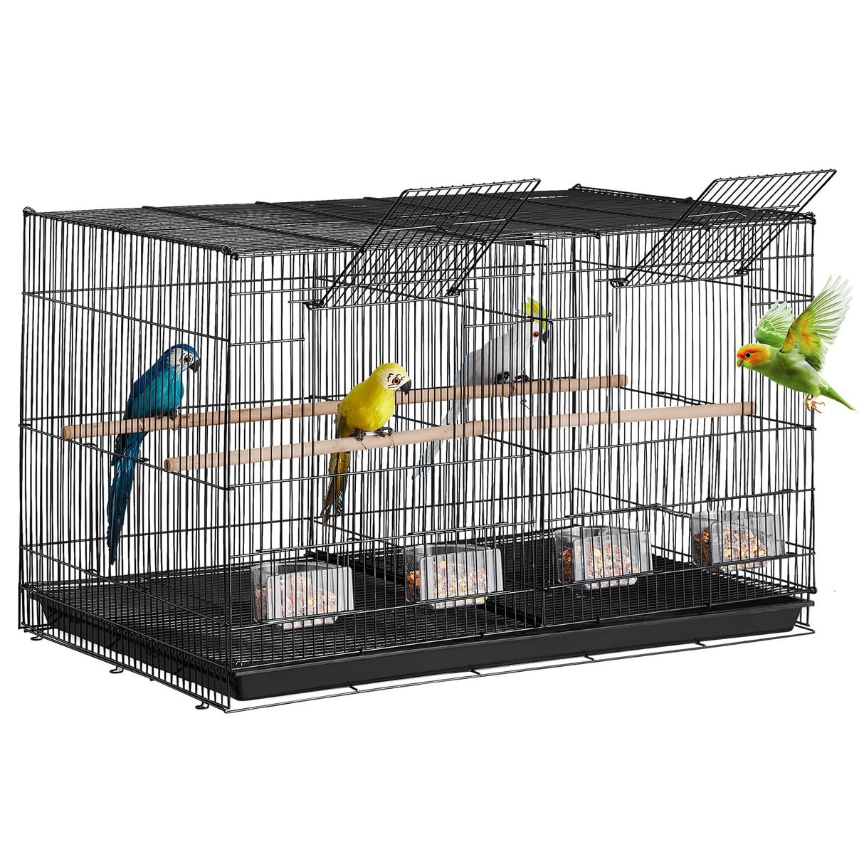 VEVOR 30-inch Flight Bird Cage, Stackable Divided Small Parakeet Cage for Parrots Canaries Cockatiels Lovebirds Finches Budgies Conures Macaws Pet Travel Birdcage with Handle and Perches
