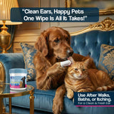 Dr. Paws Dog Ear Cleaner Finger Wipes - Ear Finger Wipe for Dog Ear Infection Treatment, Easy to Use Cat Ear Cleaner, Eliminates Odor, Dog Ear Cleaning Solution, Dog Ear Wipes (Oatmeal)