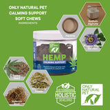 Only Natural Pet Calming Hemp Soft Chews - Relaxation Composure Sedative Tranquilizer Treats for Cat Stress Reduction w/Soothing Botanicals Supports Sleep Aid Quiet Travel Chill Vet Visit - 60 Count