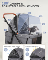 Dog Stroller for Large & Medium Dogs (20–132 lbs), Pet Stroller for 2 Small Dogs, Extra Large Heavy Duty, Foldable & Ventilated, Grey