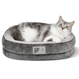 Bininl Orthopedic Cat Bed for Puppy & Kitten,Cat Sofa Bed with Egg Crate Foam Four Sided Dog Couch Beds with Removable Cover & Non-Slip Bottom Grey XS