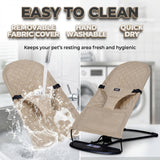 Cat & Dog Rocking Chair - Bouncer Bed for Frenchie, French Bulldog Lounge, Outdoor Portable Foldable Pet Furniture. Adjustable Height, Breathable Mesh, Safety Harness for Small Animals & Puppies