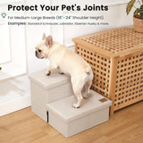 Love's cabin Dog Stairs with Storage 13" H, Foldable Pet Stairs for Small Medium or Large Dogs, Cat Puppy Steps Ramp with Zip up to 150 lbs, Beige, 2 Steps