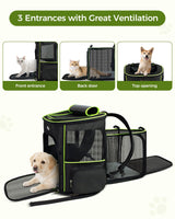 BAGLHER Expandable Cat Carrier Backpacks, Retractable Pet Carrier Backpack for Small Dogs & Cats with Breathable Mesh, Travel Bag Up to 18 Lbs for Hiking Camping Outdoor - Black
