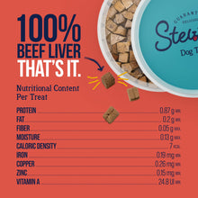 Load image into Gallery viewer, Stewart Beef Liver Dog Treats, 21 oz, ~475 Pieces, Freeze Dried Raw, Single Ingredient, 50% Protein Training Treats or Meal Topper in a Value Size Resealable Tub, Grain Free, Gluten Free
