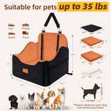 XEEP Dog Car Seat for Small/Medium Dogs Up to 35lbs, Dog Booster Seat with Memory Foam Cushion, Washable Pet Car Seat with Safety Belt & Pee Pad & Blanket, Fits in Front/Back Seat(Black/Brown)