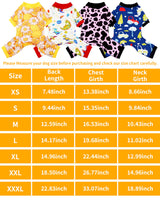 PET SHOW 4 Pack Small Dog Pajamas Dog Clothes for Medium Dogs Girl Boy Soft Stretchy PJs Dinosaur Car Jumpsuit Puppy Cats Daisies Cow Jammies Onesies Outfits with Sleeve Pets Costume, S