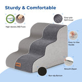 ZOMISIA Dog Stairs for Small Dogs - Pet Stairs for Couch and Bed, 35D Foam Dog Steps Ramp with Non-Slip Bottom Brown, 3 Steps