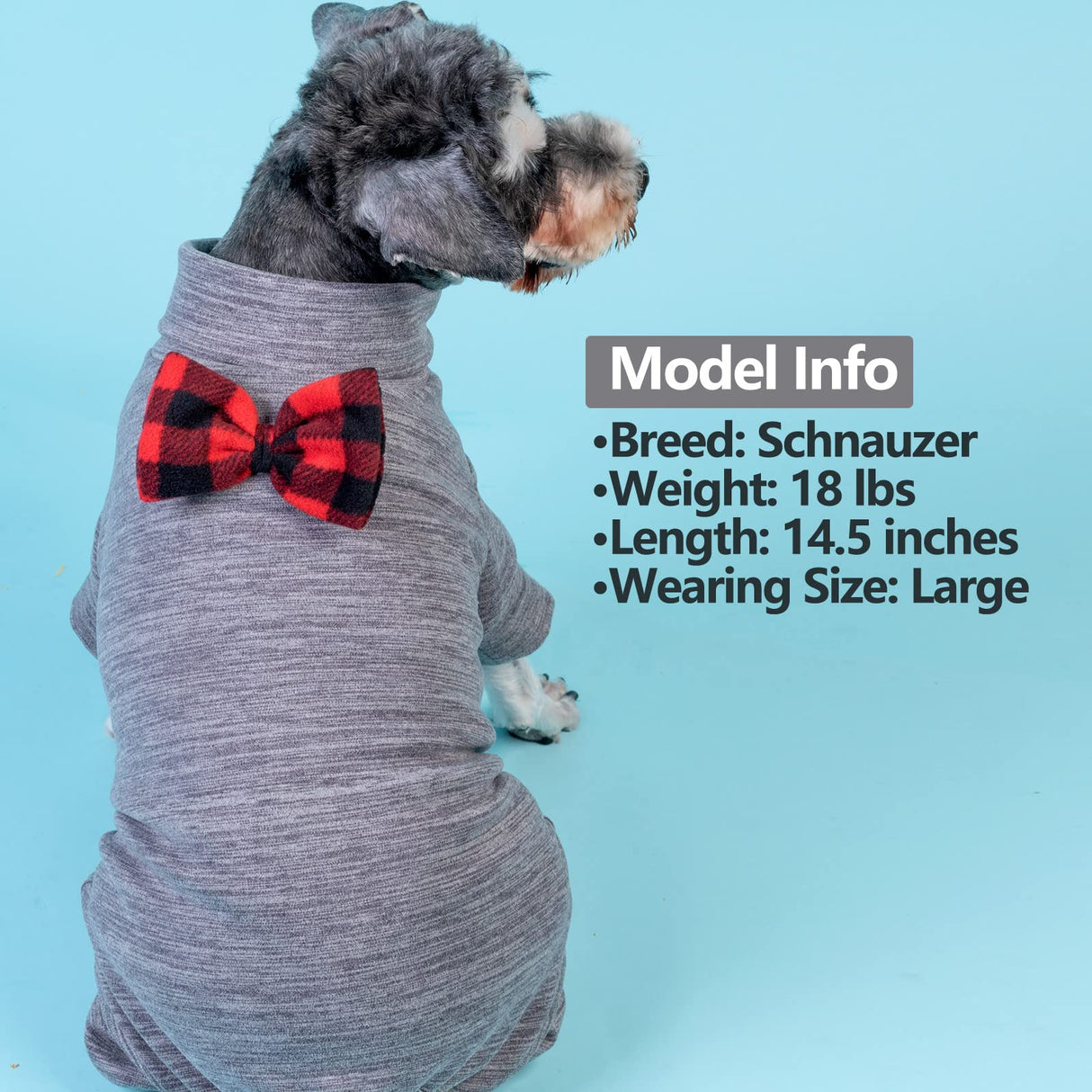 KYEESE Dog Pajamas for Small Dogs Turtleneck Stretchy Dog Pjs Pet Sweater Super Soft Warm Material Dogs Coats with Bowtie Pet Onesie Cold Weather Coat, Grey,XL