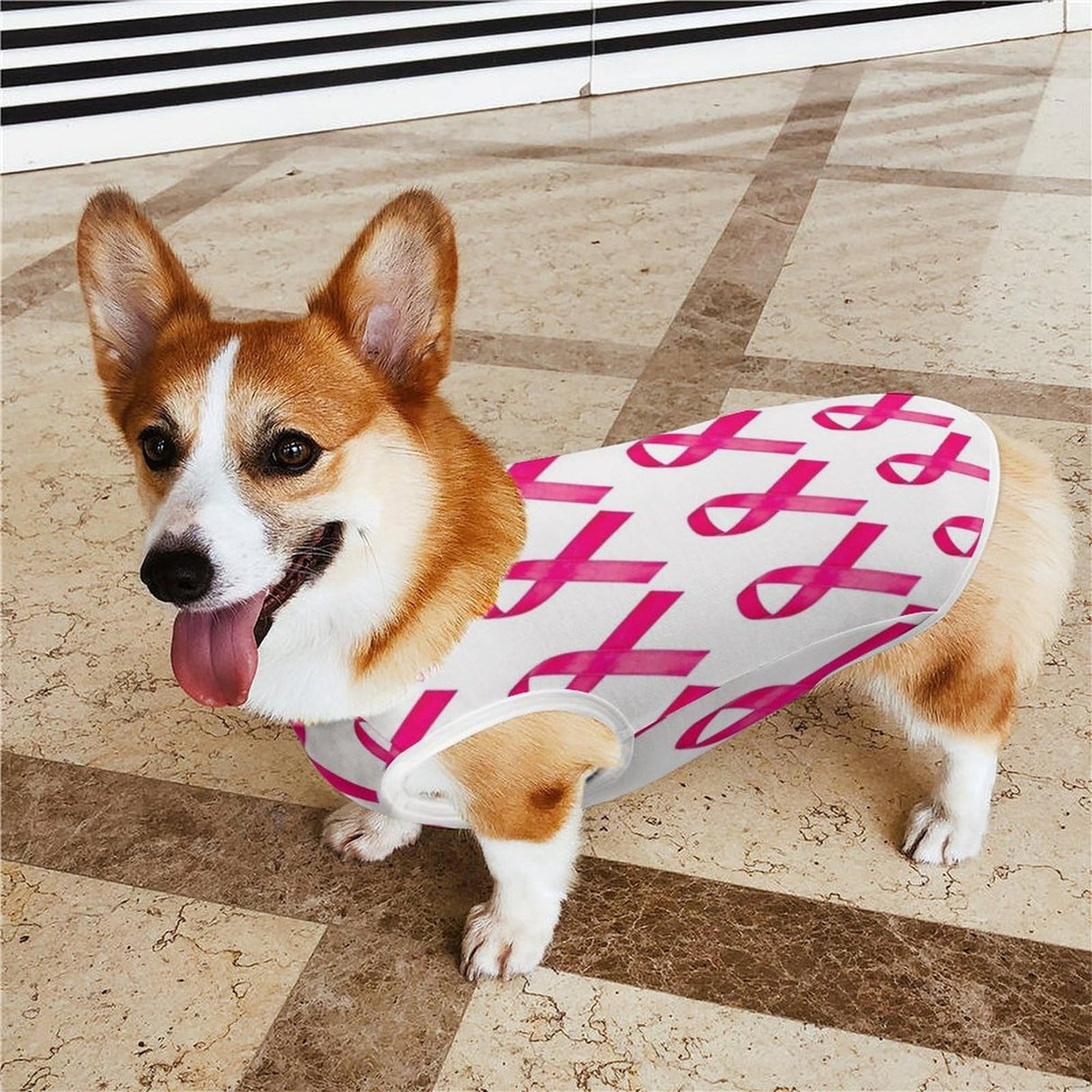 Pet Sleeveless T Shirt Vest, Round Collar Puppy Tank Top Soft Dog Clothes Stretchy Summer Outfit for Small Medium Dogs Cats Compatible with Breast Cancer Awareness Pink Ribbon (S)