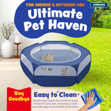 Small Animal Playpen with Zippered Top, Portable Waterproof Pet Cage (47"x23") for Kitten, Bunny, Guinea Pig, Hamster, Chicken Brooder, Indoor & Outdoor Exercise Pen, Foldable Design (Navy)