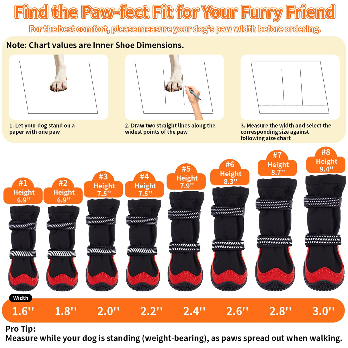 UIQELYS Dog Boots for Snow & Hiking, Waterproof High Top Protectors with Adjustable Reflective Straps, Anti-Slip Paw Protection Shoes for Mud and Hot Pavement-Ideal for Small to Large Dogs(Black, 7)