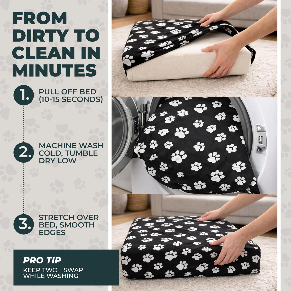DUKE&LEFTY PetBed Slipcover-Stretch Soft Petbed Cover-Universal-Easy to Remove (Zipper Free)-Navy/Medium